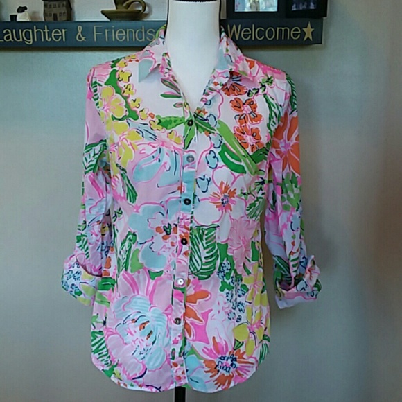 Lilly Pulitzer for target Nosey Posie button up sm - Picture 2 of 8